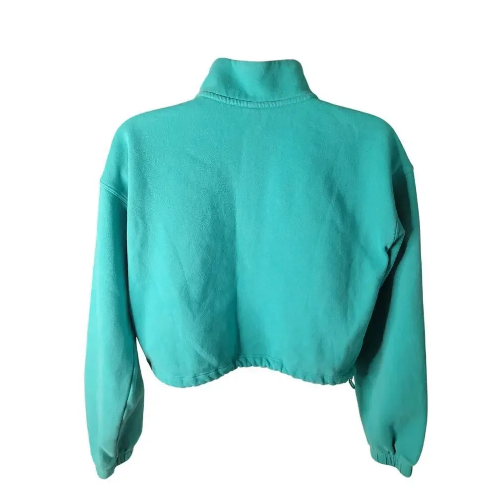 Calvin Klein Women Crop Blue Active Long Sleeve Sweatshirt Sz S - Picture 2 of 5